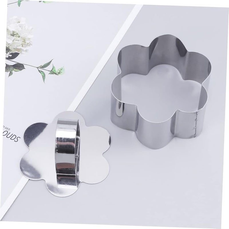 Flower Shape Stainless Steel Mousse Cutter Set With Pushing Plate For Cake Chocolate Cookies - Image 4